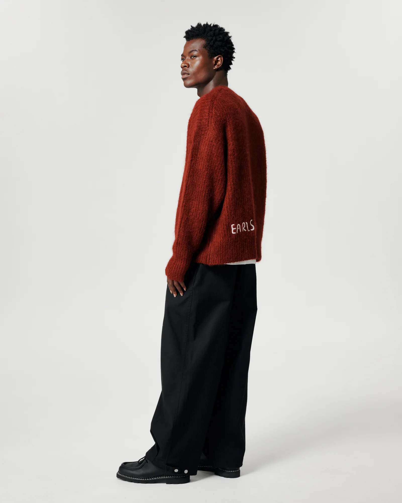 Mohair Knit Crew - Burgundy - Image 3